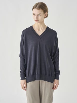 長袖 Vネックニット | WHARTON |  30G RELAX FIT