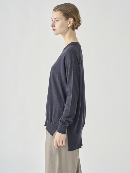 長袖 Vネックニット | WHARTON |  30G RELAX FIT 詳細画像 HEPBURN SMOKE 4