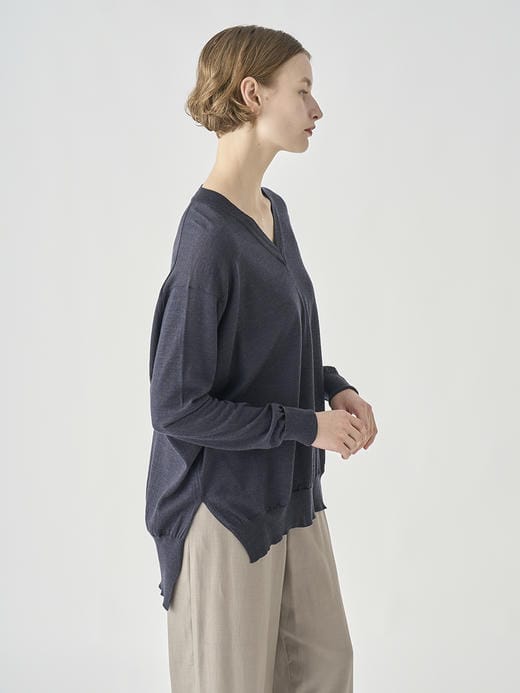 長袖 Vネックニット | WHARTON |  30G RELAX FIT 詳細画像 HEPBURN SMOKE 7