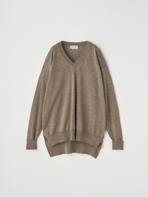 長袖 Vネックニット | WHARTON |  30G RELAX FIT 詳細画像 MUSHROOM 2