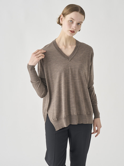 長袖 Vネックニット | WHARTON |  30G RELAX FIT 詳細画像 MUSHROOM 3