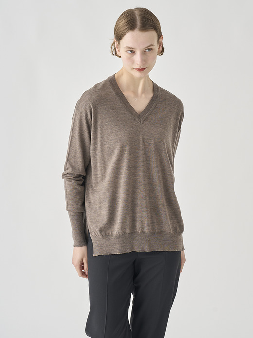 長袖 Vネックニット | WHARTON |  30G RELAX FIT 詳細画像 MUSHROOM 8