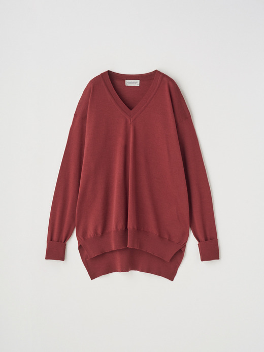 長袖 Vネックニット | WHARTON |  30G RELAX FIT 詳細画像 WOOLF RED 2