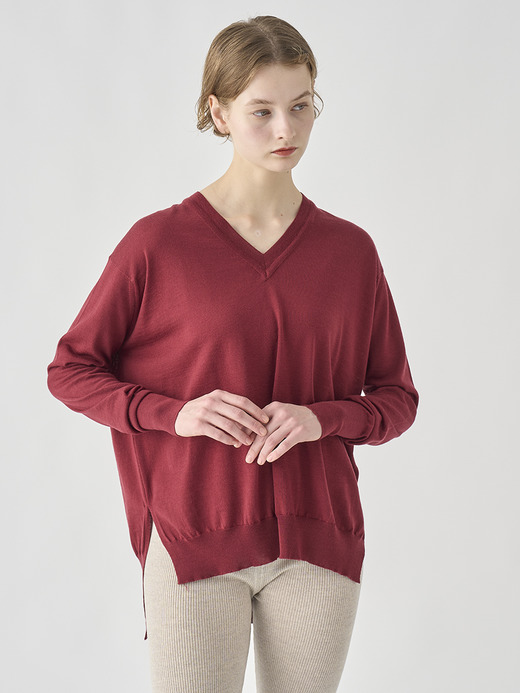 長袖 Vネックニット | WHARTON |  30G RELAX FIT 詳細画像 WOOLF RED 3