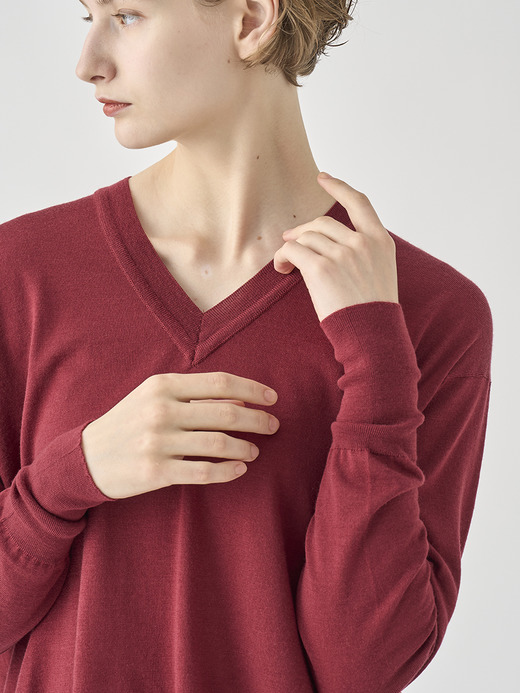 長袖 Vネックニット | WHARTON |  30G RELAX FIT 詳細画像 WOOLF RED 8