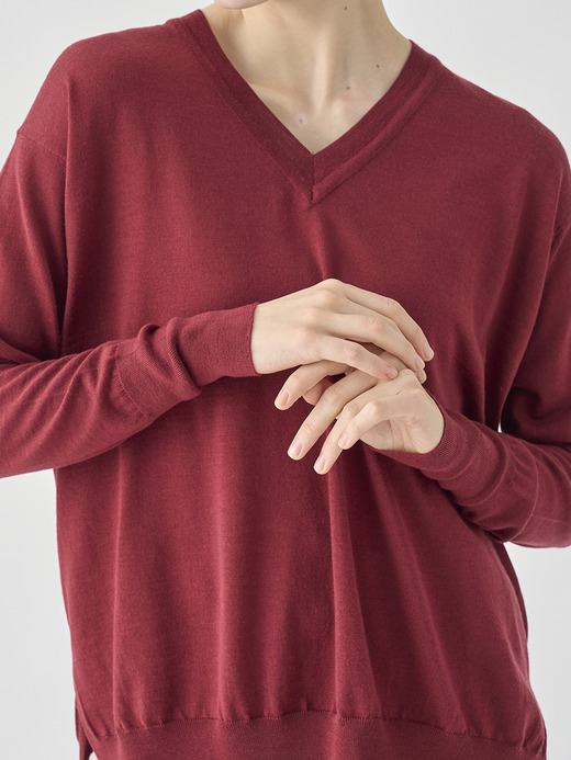 長袖 Vネックニット | WHARTON |  30G RELAX FIT 詳細画像 WOOLF RED 9