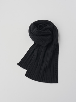 ［Eco Cashmere］カシミヤ混 ケーブル編みニットマフラー | WOOTON | 5G