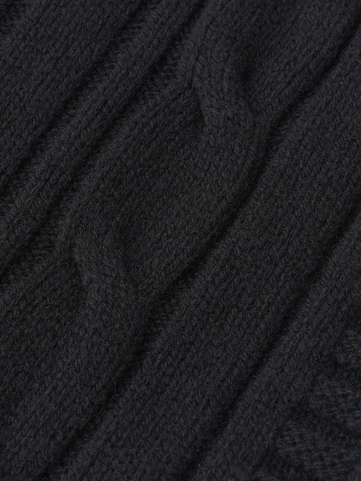 ［Eco Cashmere］カシミヤ混 ケーブル編みニットマフラー | WOOTON | 5G 詳細画像 BLACK 2