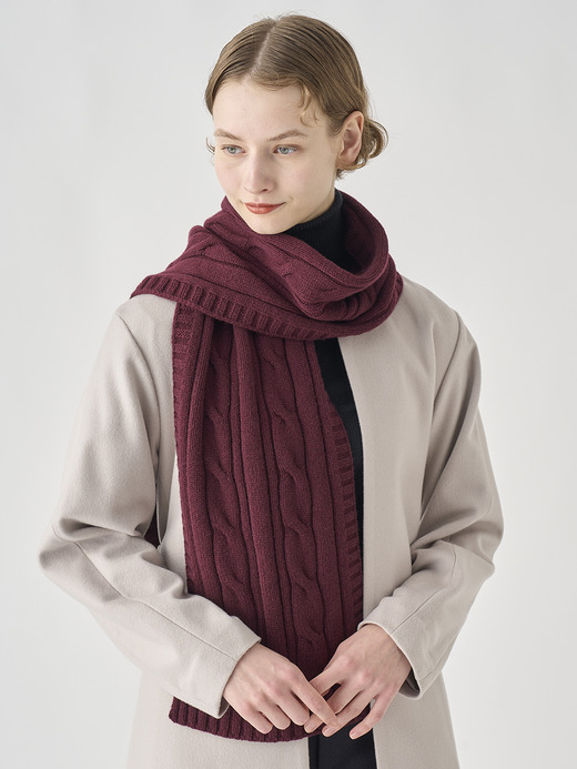 ［Eco Cashmere］カシミヤ混 ケーブル編みニットマフラー | WOOTON | 5G 詳細画像 CHICORY 3