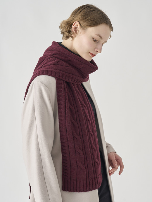 ［Eco Cashmere］カシミヤ混 ケーブル編みニットマフラー | WOOTON | 5G 詳細画像 CHICORY 4