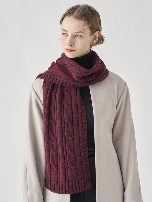［Eco Cashmere］カシミヤ混 ケーブル編みニットマフラー | WOOTON | 5G 詳細画像 CHICORY 6