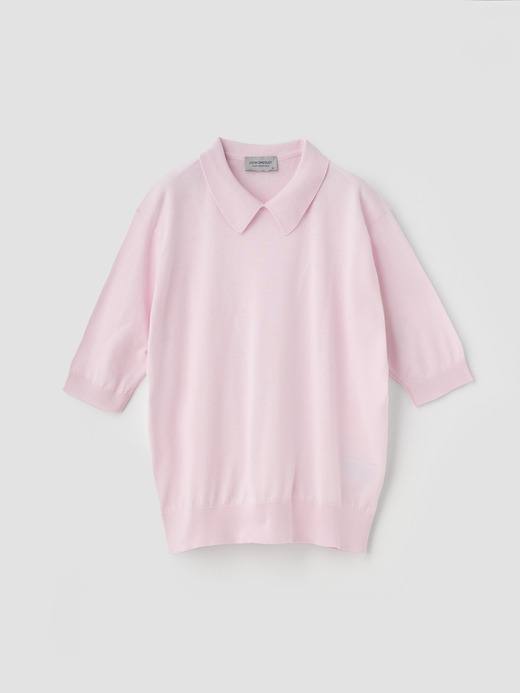 ボタンレス半袖コットンニットポロシャツ | ADALINE | 30G 詳細画像 SOFT PINK 2