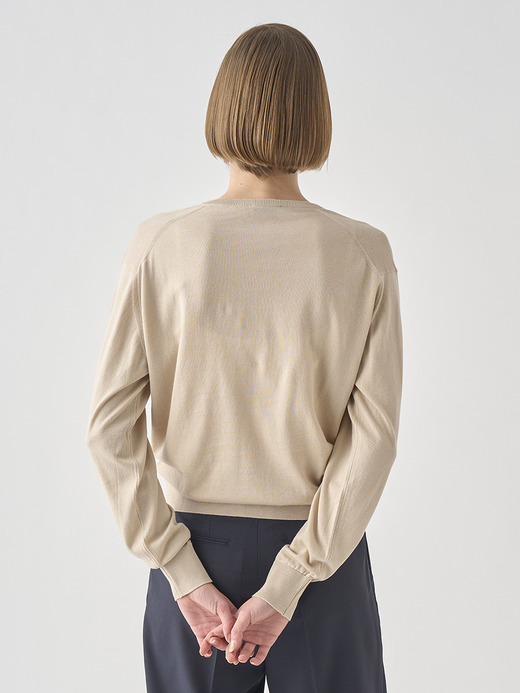 Ｖネック長袖コットンニットプルオーバー | ANNE | 30G COMMON FIT 詳細画像 ALMOND 5