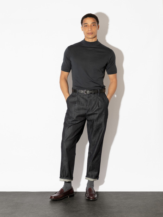 モックネック半袖コットンニットＴシャツ | ARBER | 30G MODERN FIT 詳細画像 FLINT 3