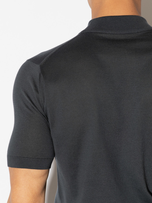 モックネック半袖コットンニットＴシャツ | ARBER | 30G MODERN FIT 詳細画像 FLINT 4