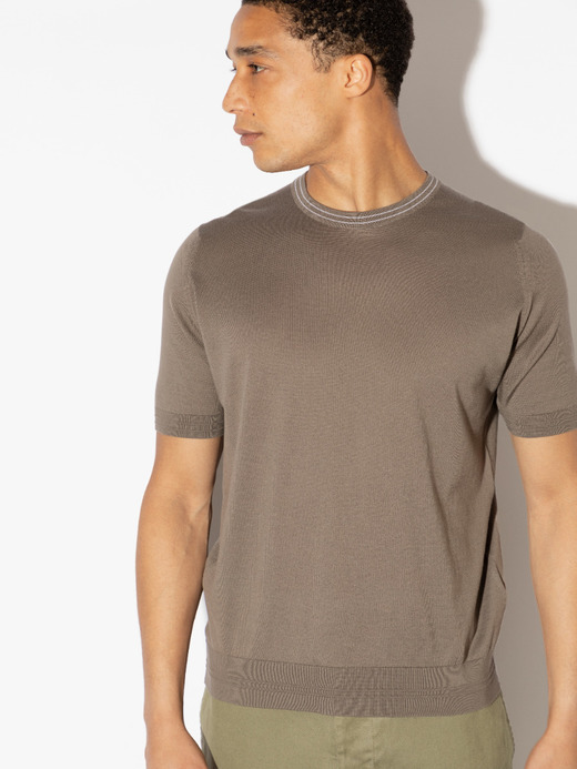 ティッピング半袖コットンニットＴシャツ | ASA | 30G EASY FIT 詳細画像 NO4(ASA) 1