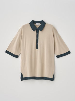 バイカラー半袖コットンニットポロシャツ | BASEFORD | 30G EASY FIT