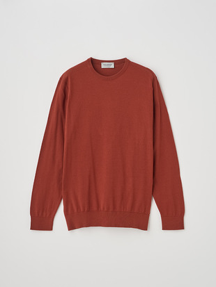 クルーネック長袖コットンニットプルオーバー | DAVID | 30G MODERN FIT