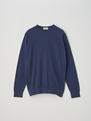 クルーネック長袖コットンニットプルオーバー | DAVID | 30G MODERN FIT
