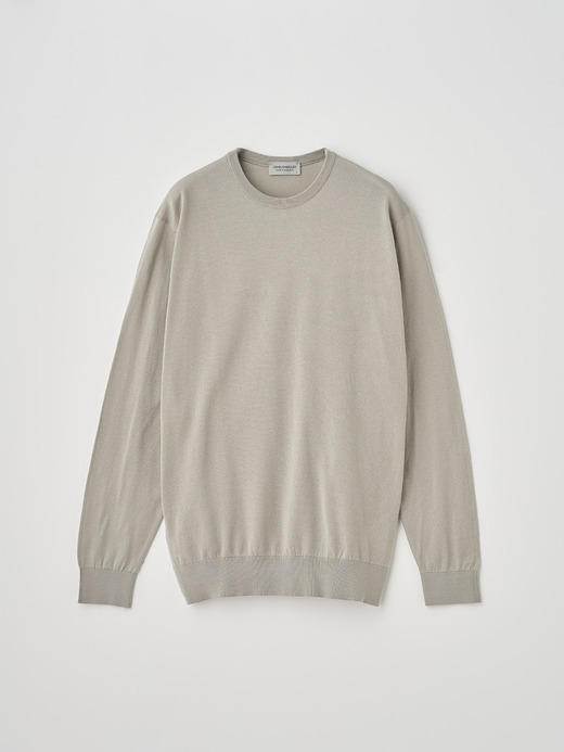 クルーネック長袖コットンニットプルオーバー | DAVID | 30G MODERN FIT 詳細画像 PARCHMENT 2
