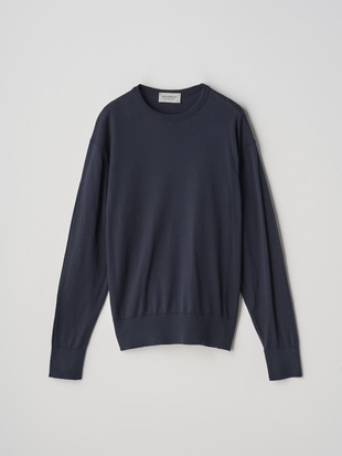 クルーネック長袖コットンニットプルオーバー | EMMA | 30G COMMON FIT