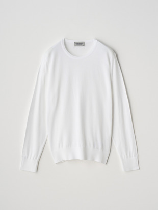 クルーネック長袖コットンニットプルオーバー | EVONNE | 30G MODERN FIT