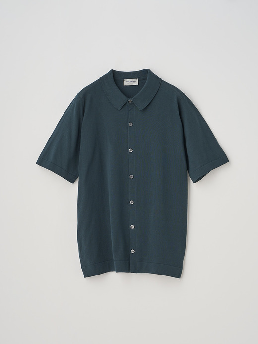 ウェルトヘム半袖コットンニットシャツカーディガン | FOLKE | 30G EASY FIT 詳細画像 RAINFOREST 2