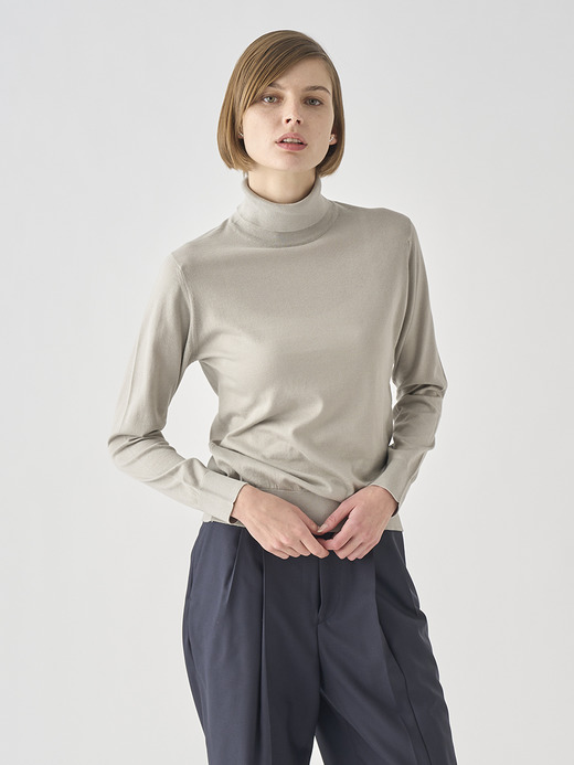 タートルネック長袖コットンニットプルオーバー | FRANCES | 30G MODERN FIT 詳細画像 PARCHMENT 4
