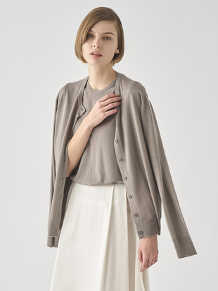 ［LUXURY FIBRES］カシミヤシルク長袖ニットカーディガン | HAIZEL | 30G