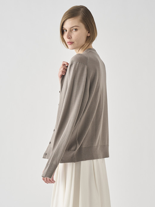 ［LUXURY FIBRES］カシミヤシルク長袖ニットカーディガン | HAIZEL | 30G 詳細画像 OYSTER 5