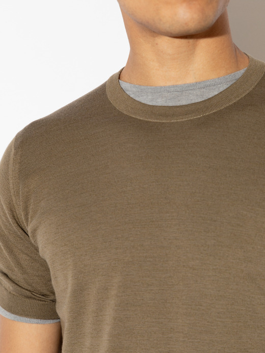 [Anglo Indian Gauze] クルーネックニットＴシャツ | HILCOTE | 30G EASY FIT 詳細画像 SEPIA 4