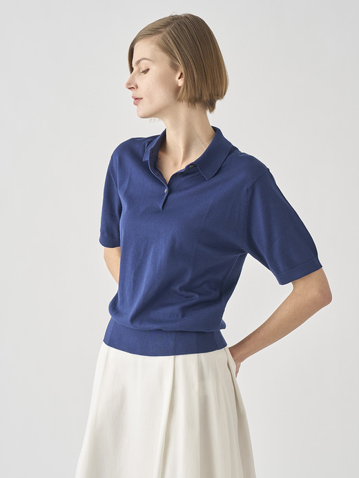 半袖コットンニットポロシャツ | JILL | 30G COMMON FIT 詳細画像 FRENCH NAVY 3