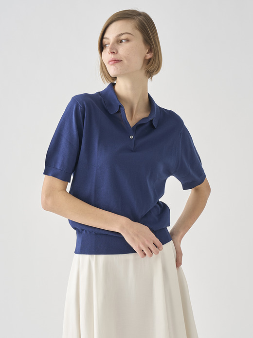 半袖コットンニットポロシャツ | JILL | 30G COMMON FIT 詳細画像 FRENCH NAVY 5