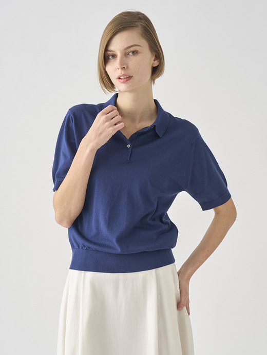 半袖コットンニットポロシャツ | JILL | 30G COMMON FIT 詳細画像 FRENCH NAVY 6