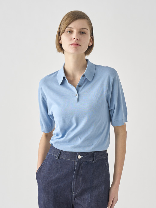 半袖コットンニットポロシャツ | JILL | 30G COMMON FIT 詳細画像 SEA GLASS 3