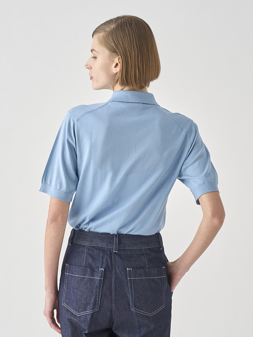 半袖コットンニットポロシャツ | JILL | 30G COMMON FIT 詳細画像 SEA GLASS 7
