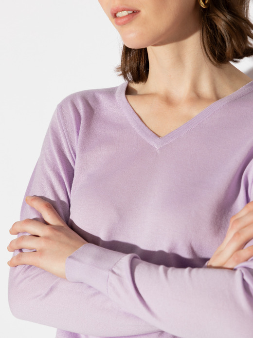 Ｖネック長袖コットンニットプルオーバー | JULIE | 30G MODERN FIT 詳細画像 LILAC BREEZE 5