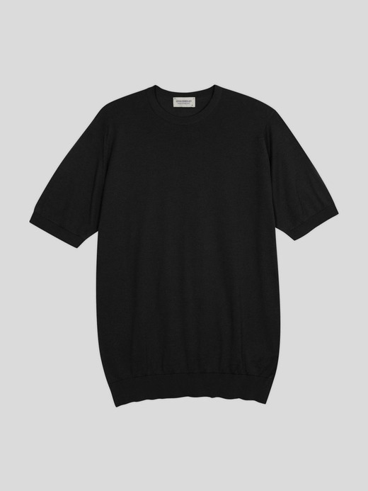 半袖コットンニットＴシャツ | KEMPTON | 30G EASY FIT 詳細画像 BLACK 1