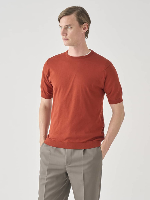 半袖コットンニットＴシャツ | KIELL | 30G MODERN FIT 詳細画像 BAKED RED 1