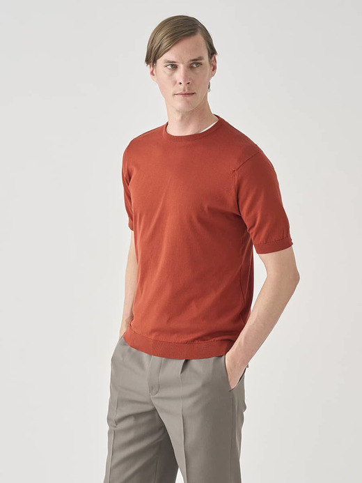 半袖コットンニットＴシャツ | KIELL | 30G MODERN FIT 詳細画像 BAKED RED 4