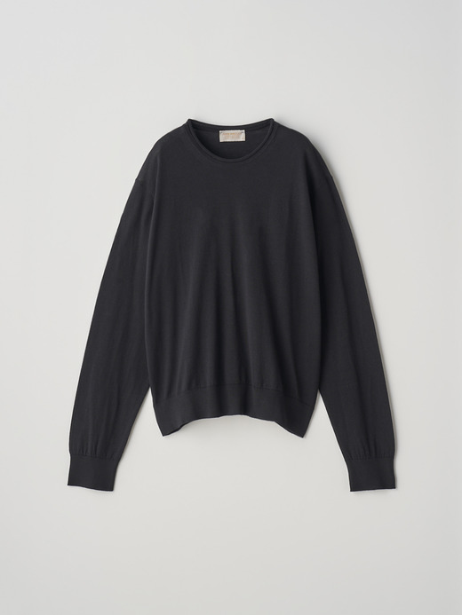 ［LUXURY FIBRES］コットンカシミヤ長袖ニットプルオーバー | KYLE | 30G 詳細画像 BLACK 2