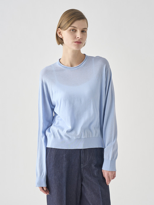 ［LUXURY FIBRES］コットンカシミヤ長袖ニットプルオーバー | KYLE | 30G 詳細画像 CLEAR BLUE 4
