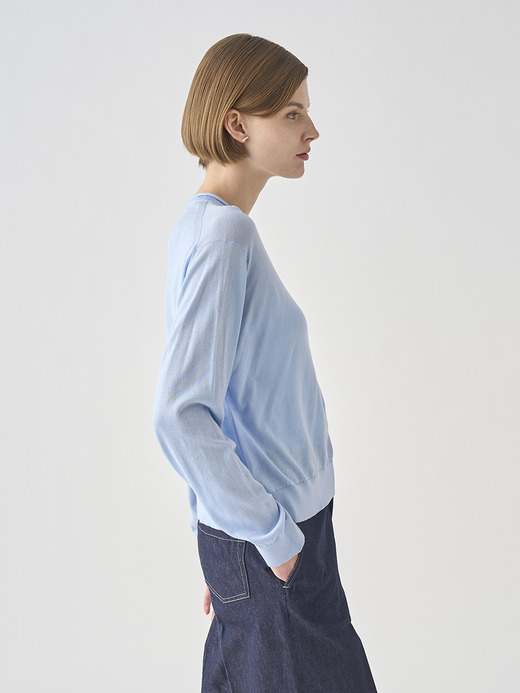 ［LUXURY FIBRES］コットンカシミヤ長袖ニットプルオーバー | KYLE | 30G 詳細画像 CLEAR BLUE 6