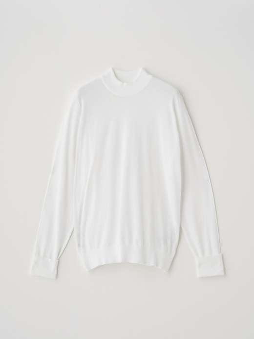 長袖モックネックコットンニットクラシックプルオーバー | OAKDALE | 30G EASY FIT 詳細画像 WHITE 3
