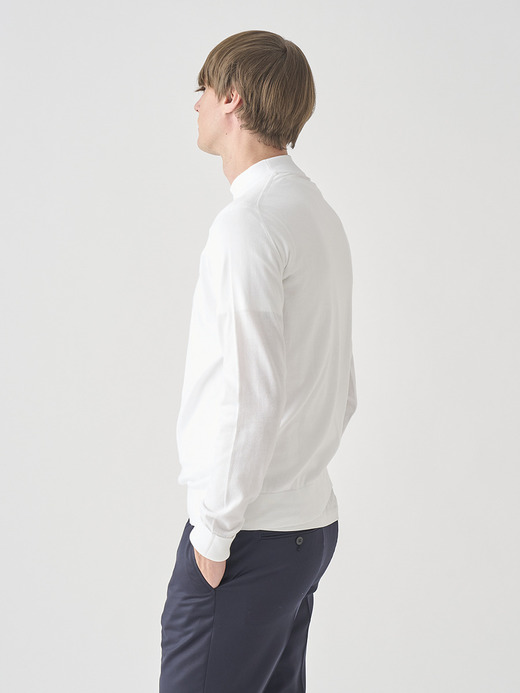 長袖モックネックコットンニットクラシックプルオーバー | OAKDALE | 30G EASY FIT 詳細画像 WHITE 7