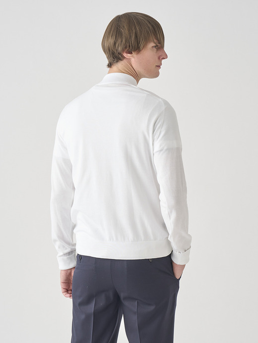 長袖モックネックコットンニットクラシックプルオーバー | OAKDALE | 30G EASY FIT 詳細画像 WHITE 8