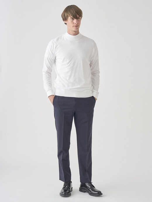 長袖モックネックコットンニットクラシックプルオーバー | OAKDALE | 30G EASY FIT 詳細画像 WHITE 9