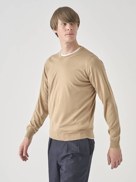 ［LUXURY FIBRES］カシミヤシルククルーネック長袖ニットプルオーバー | PAXEN | 30G EASY FIT 詳細画像 CAMEL 6