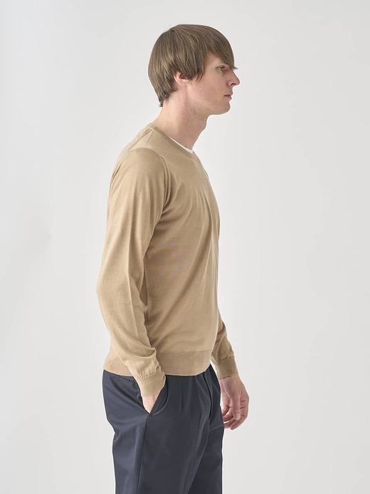 ［LUXURY FIBRES］カシミヤシルククルーネック長袖ニットプルオーバー | PAXEN | 30G EASY FIT 詳細画像 CAMEL 7