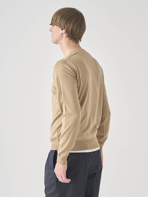 ［LUXURY FIBRES］カシミヤシルククルーネック長袖ニットプルオーバー | PAXEN | 30G EASY FIT 詳細画像 CAMEL 8